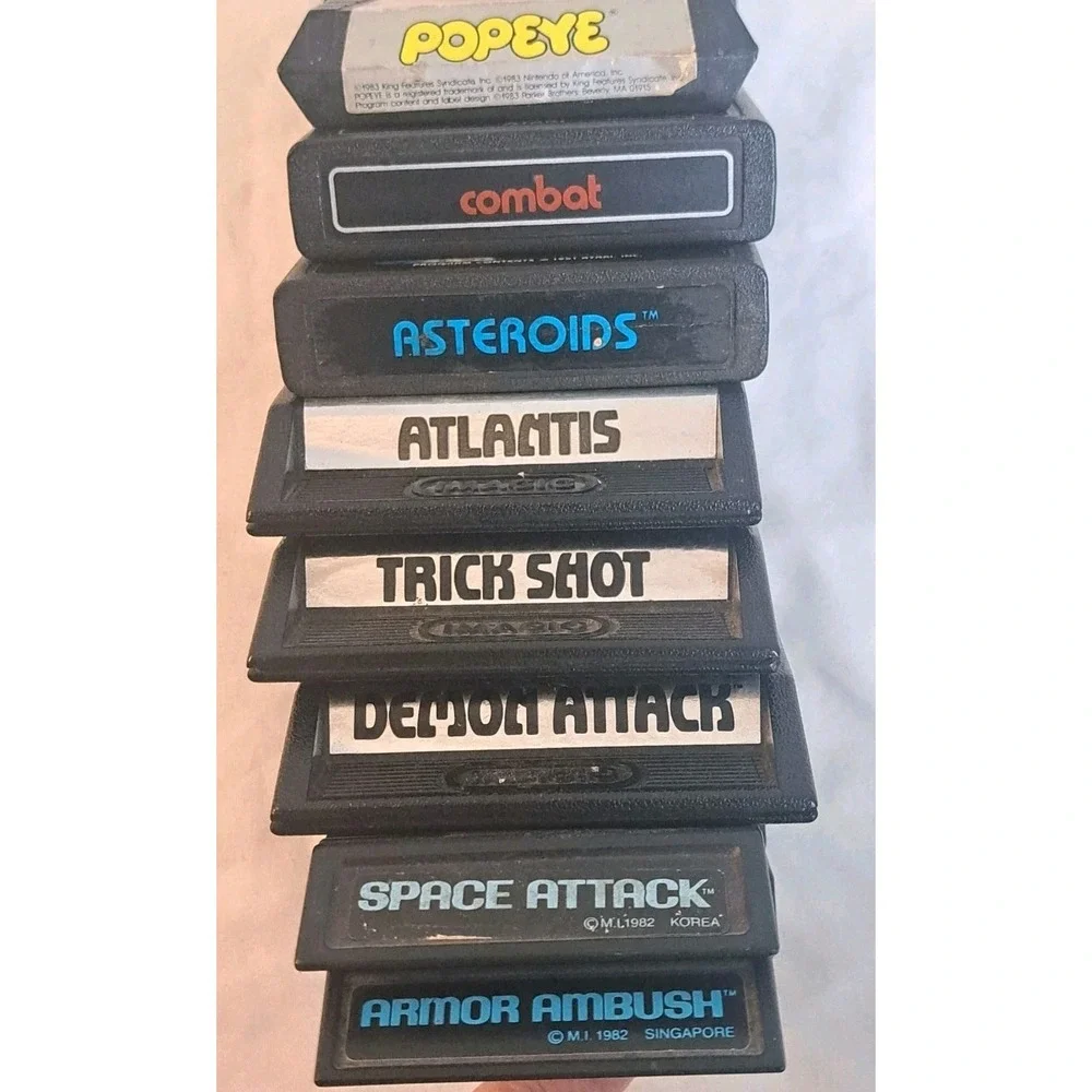 Vintage Atari 2600 Lot of 8 Games Demon Attack Atlantis Popeye Asteroids Combat